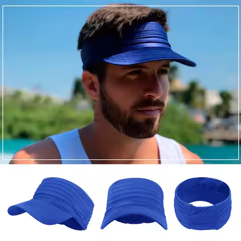 Pleated Elastic Sun Visor Hat, Open Top Breathable Sports Visor Cap Unisex Summer Outdoor Running Be