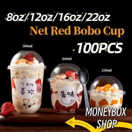 100PCS Bobo cup 16oz Plastic cup for milk tea disposable cup for halo halo 8oz/12oz cup/22oz