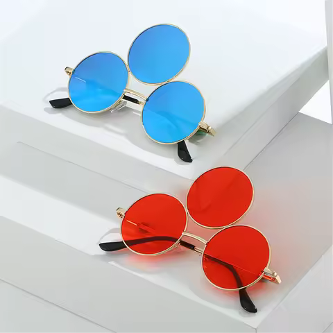 Novel Third Eye Round Metal Frame Sunglasses Chinese Style Erlang God Three Eyes Glasses Funny Party
