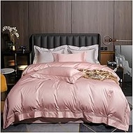 Cotton Bedding Soft Elegant Hotel Quality White Gray Duvet Cover Bed Sheet Pillow shams (Color : Pink, Size : King size 4Pcs) vision