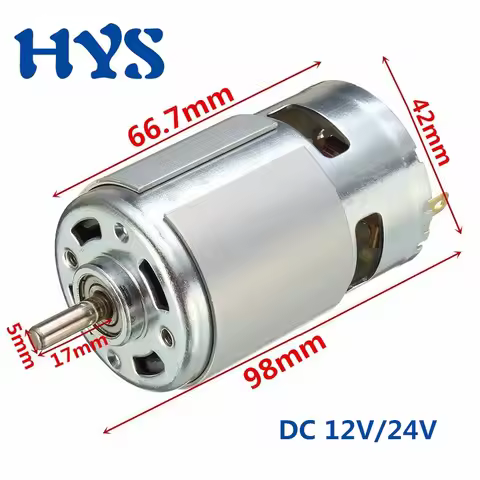 775 DC Motor 12V 24V Double Ball Bearing 288W 150W 80W High Speed 4000/6000/8000/12000rpm RS775 Larg