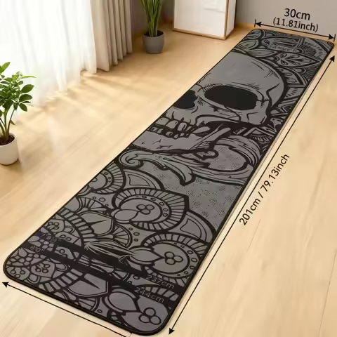 VIKAMA Dark Skull Dart Training Mat Non-Slip Long Throwing Line Floor Mat Dorm Carpet for Boys Darts