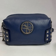 Pre-loved Dusto dark blue studded sling bag with flaws