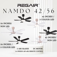 Regair Inovo Namdo 42"/56" Ceiling Fan With Led Light Remote Control DC Motor /Kipas Siling Led Lampu