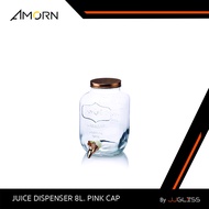 JJGLASS - (AMORN) JUICE DISPENSER PINK CAP - โหลแก้วมีก๊อก โหลจ่ายน้ำ โถจ่ายน้ำหวาน ฝาเกลียว  ขนาด 4