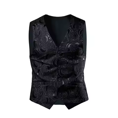 Black White Vintage Vest Men Plus Size 5XL 6XL Sleeveless Vest Jacket Male V-neck Single Breasted Wa