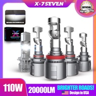 X-7SEVENUSA H4 Projector 6500K Cool White 2PCS 110W 20000LM Car H7 H11 LED Headlight LENS Mini Lamp