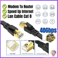 EZNET Lan Cable Cat8 Ethernet Cable Cat 8 Lan Cable Patch Cord Gold Plated Flat Type 1m 2m 3m 5m 10m