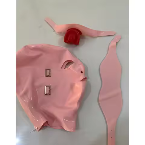 Product actual photos Baby Pink Handmade Latex Hoods Mask Cosplay Latex Mask Custom There are Eye ma