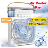 Air Cooler Fan Air Conditioner Cooling Fan With 5 Sprays 7 Colours Lighting Portable Fan Mini Kipas Mini Fan Air Humidifier USB Desktop Mini Aircond Air Cooler 风扇