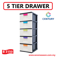 CENTURY 5 Tier Plastic Drawer Cabinet Toy Storage Clothes Organizer