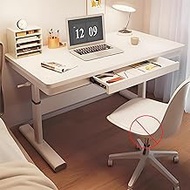 JIAOCKJIAO Standing Desk Adjustable Height, Sit Stand Up Desk with Hidden Drawer, Manual Office Desk