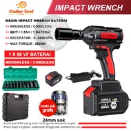 Impek Pembuka Baut Motor Impact Wrench Cordless High Torsi Brushless Impact Baterai 98V/Impact Full Set Murah/Bor Impact Pembuka Baut/Impek Pembuka Baut Mobil/Impek Murah Promo/Impack Murah Berkualitas Impact Wrench Multi Fungsi Mesin Bor Cordless