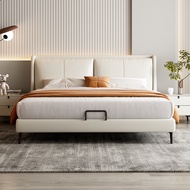 Zhanfan Italian Minimalist Light Luxury Leather Bed Double Bed Genuine Leather Light Luxury Master B