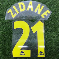 Zidane 21 yellow nameset + numbering + name set for jersey