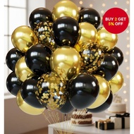 175pcs Black Gold Confetti Latex Balloons, 5/12 Inch Size for 18th to 70th Birthday, Wedding, Gradua