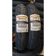 PAIR OF ASPIRA PREMIO UK TIRES: 90 80 14 AND 90 80 14 SOFT COMPOUND (FRONT/REAR) SPORTIVO RS-01 M/C 
