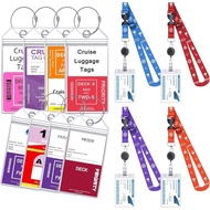 Cruise Ship Essentials, 8 Cruise Luggage Tag Holder, 4 Retractable Lanyards for Cruise Ship Cards, C