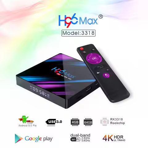 H96 Max Plus 4gb 64gb Android Tv Box 9.0 Smart TVBox RK3318 2.4G/5Ghz Wifi HDR 4K H.265 4GB 32GB H96