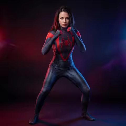 Women Miles Morales PS5 Spider Cosplay Costume Zentai Bodysuit Peter Parker Superhero Jumpsuit Hallo