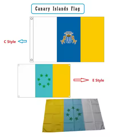 3X5Ft Canary Islands Spain Flag Canary Islands Flag Polyester Printed Banner Spain Tapestry For Deco
