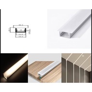 LED Aluminium U Channel Profile No Edge Casing With Housing Cover White 1.5meter x 2pcs