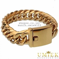 Gelang Pria Cowok Titanium Rantai Emas gold besar laki laki cowo asli
