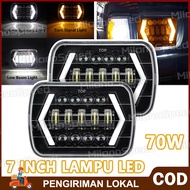 Lampu Daymaker Kotak LED 7 Inch Jeep Feroza L300 Mobil Lampu Hi/Lo Depan Proyektor Type Lampu