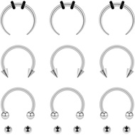 Yolev 9Pcs septum Rings Septum Jewelry 16g 18g Septum Ring Septum Piercing 20g Horseshoe Earring Hoo