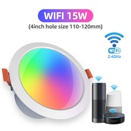 TUYA RGBW WiFi Bluetooth Smart LED Downlight 7W 15W Celling Light App Controlled Indoor Living Room