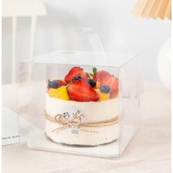 10 Set 6 Inch Transparent Cake Box Packaging PET Square With White Tray With Handle/Gift/Birthday/Souvenir/Flower Box