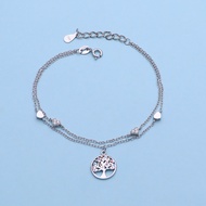 กำไลเงินแท้ 925 "ต้นไม้แห่งชีวิต" ประดับเพชร CZ (ชุบโรเดียม) (925 Sterling Silver "Tree of Life" Bra