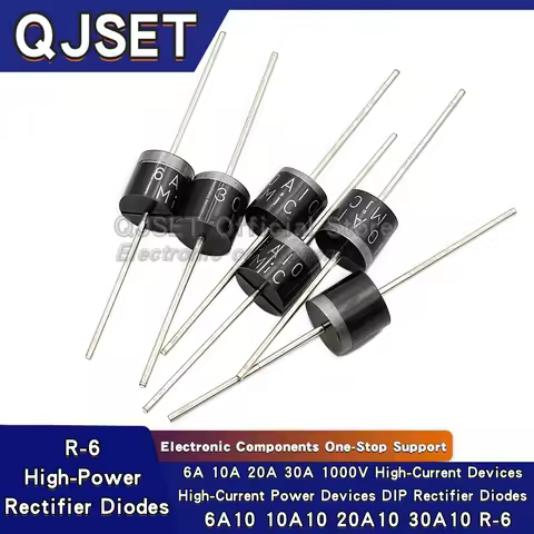 20pcs 6A10 10A10 20A10 30A10 DIP Rectifier Diodes 6A 10A 20A 30A 1000V R-6 High Voltage High Current