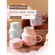 water bottle bottle Ins Girl Couple Water Bottle with Lid Spoon Ceramic Cup