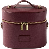 ETOILE - Oval Toiletry Case Burgundy - Travel Makeup Bag Organizer with Shoulder Strap and Removable