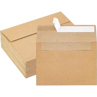 Hongyitime Kraft Paper Envelopes, 50 Pack, 5 x 7 Inch, Brown A7 Envelopes, Self-Seal Card Invitation