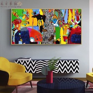 Wall Canvas Art Posters and Printing Abstract Geometric Images Cartoon Deers Modern Art Painting Chi
