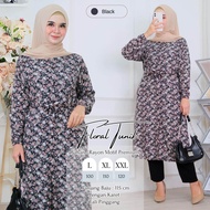 Baju Anessa Tunik Motif Bunga Floral Long Tunik Rayon Premium