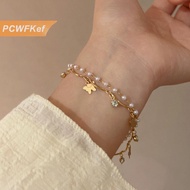 【PCWFKef】 Luxury Butterfly Tassel Necklace For Women Elegant Double Layer Clavicle Chain Necklace Pa