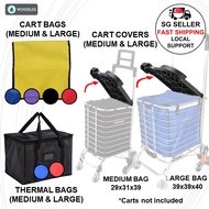 [SG Stock] WOODLES Trolley Bag Cooler Bag Thermal Hard Cover Grocery Utility Market Shopping Trolley (Cart not included)