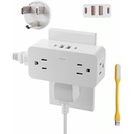 Multi Plug Outlet Extender，4AC Outlet Splitter with 90°Rotating Plug, Whit Surge Protector Wall Plug