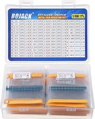 BOJACK 1350 Pcs 50 Values Resistor Kit 0 Ohm-5.6M Ohm with 1% 1/4W Metal Film Resistors Assortment