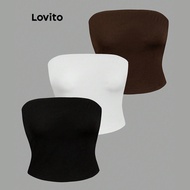 Lovito Boho Tank Top Plain Basic Crop Tank Top for Women L83ED280