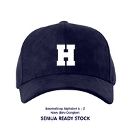 Topi Baseball Navy Biru Dongker Abjad Huruf Teks Alphabet A B C D E F G H I J K L M N O P Q R S T U 