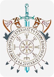 FINGERINSPIRE Viking Compass Painting Large Stencil 21x29.7cm PET Viking Vegvisir Coin Spray Large S