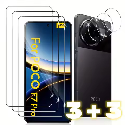 3Pcs Tempered Glass+3Pcs Camera Protector Tempered for Xiaomi Pcoc F7 Pro Pcoc F7 Ultra X7 Pro M7 X6