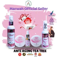 Marwah Skincare Paket Anti Aging Teatree Cream FREE SERUM dan POUCH Krim Flek hitam  Halal