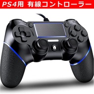 PS4 Controller Wired [Upgrade Version] Gamepad for Playstation4 USB Connection No Delay Double Vibration Ergonomic Gravity Sensitive Heavy Duty Buttons Game Controller for Playstation 4 Compatible with Playstation 4 Pro/Slim/PS3/PC/Win7/8/10 (Black/ blue)