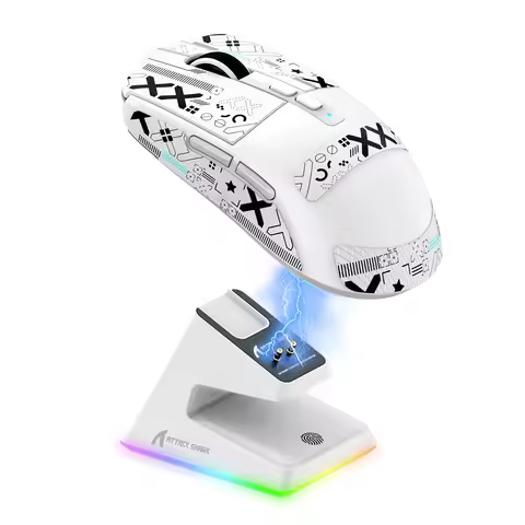 MAMBASNAKE&ATTACK SHARK X6 Mouse,PAW3395 Bluetooth Tri-Mode Connection,RGB Touch Magnetic Charging B
