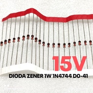 (10 PCS) DIODE ZENER 1W 1 W 15V 15 V DIODE 1N4744 1N 4744 IN 4744 D0-451 ST